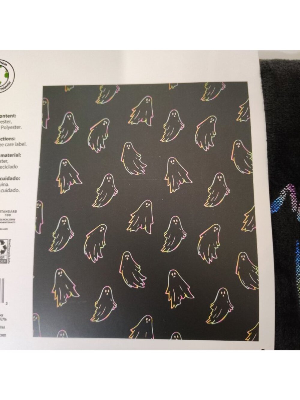 Rainbow Ghost Throw Blanket Polyester 50x60 inch Halloween Black Neon Design - Picture 6 of 9